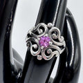 Vintage James Avery Sterling Silver Spanish Lace and Pink Stone Ring Size 4.75