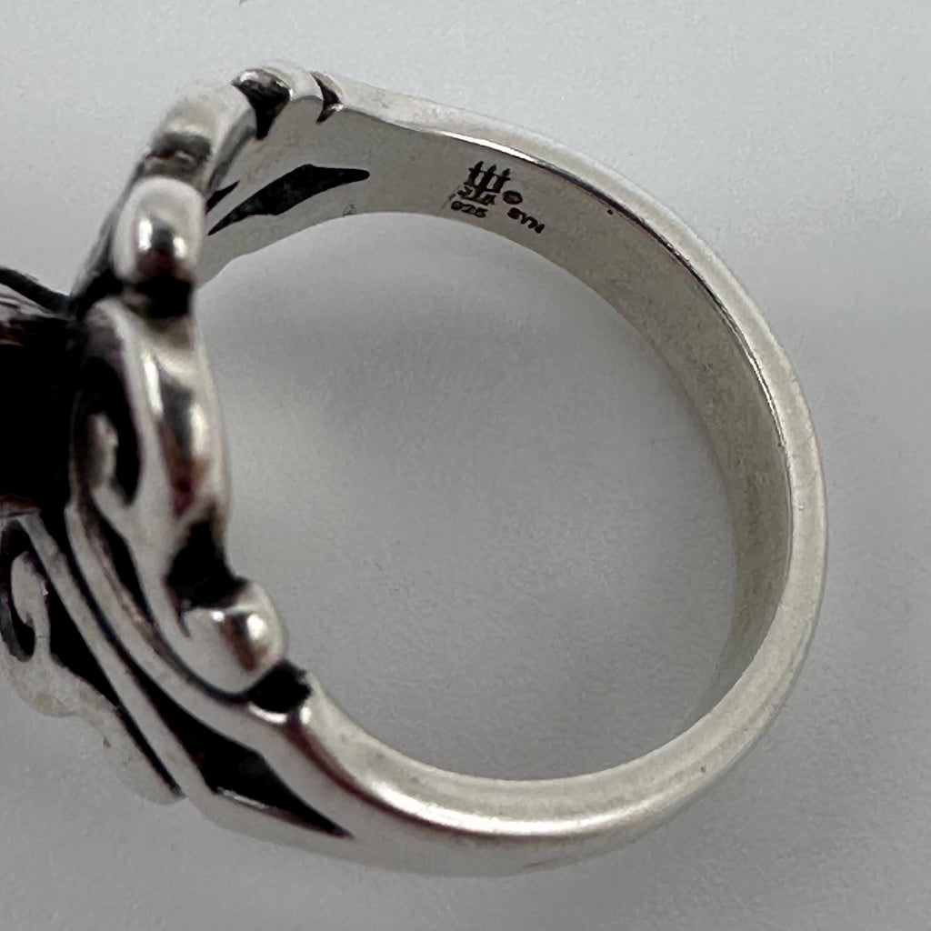 Vintage James Avery Sterling Silver Spanish Lace and Pink Stone Ring Size 4.75