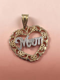 Vintage Michael Anthony solid 14K two tone Mom heart pendant with diamond accent