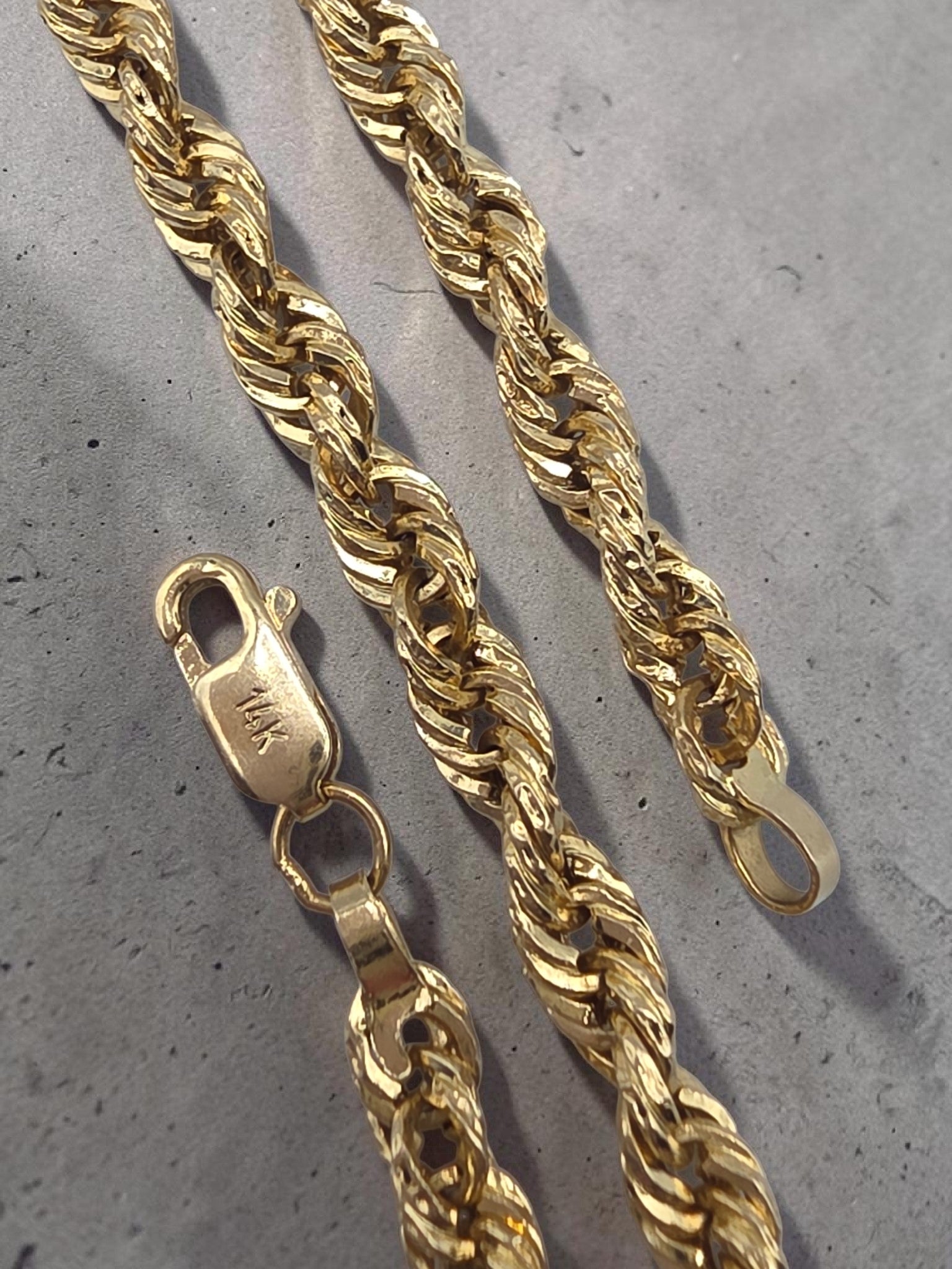 Vintage Michael Anthony solid 14K yellow gold French rope chain bracelet 8 inch 3.5mm