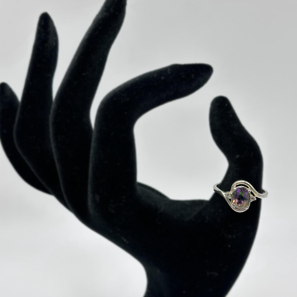 Vintage Mystic Topaz Gemstone 925 Sterling Silver Size 9
