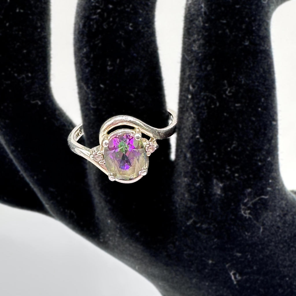 Vintage Mystic Topaz Gemstone 925 Sterling Silver Size 9