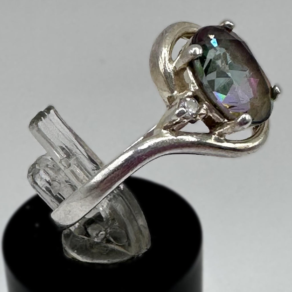 Vintage Mystic Topaz Gemstone 925 Sterling Silver Size 9