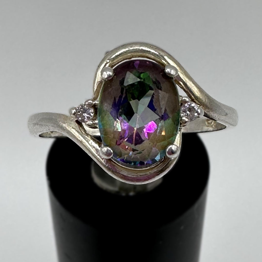 Vintage Mystic Topaz Gemstone 925 Sterling Silver Size 9