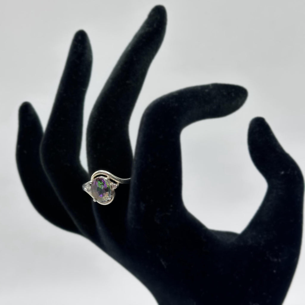 Vintage Mystic Topaz Gemstone 925 Sterling Silver Size 9
