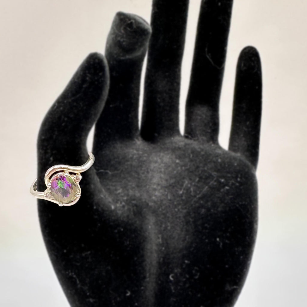 Vintage Mystic Topaz Gemstone 925 Sterling Silver Size 9