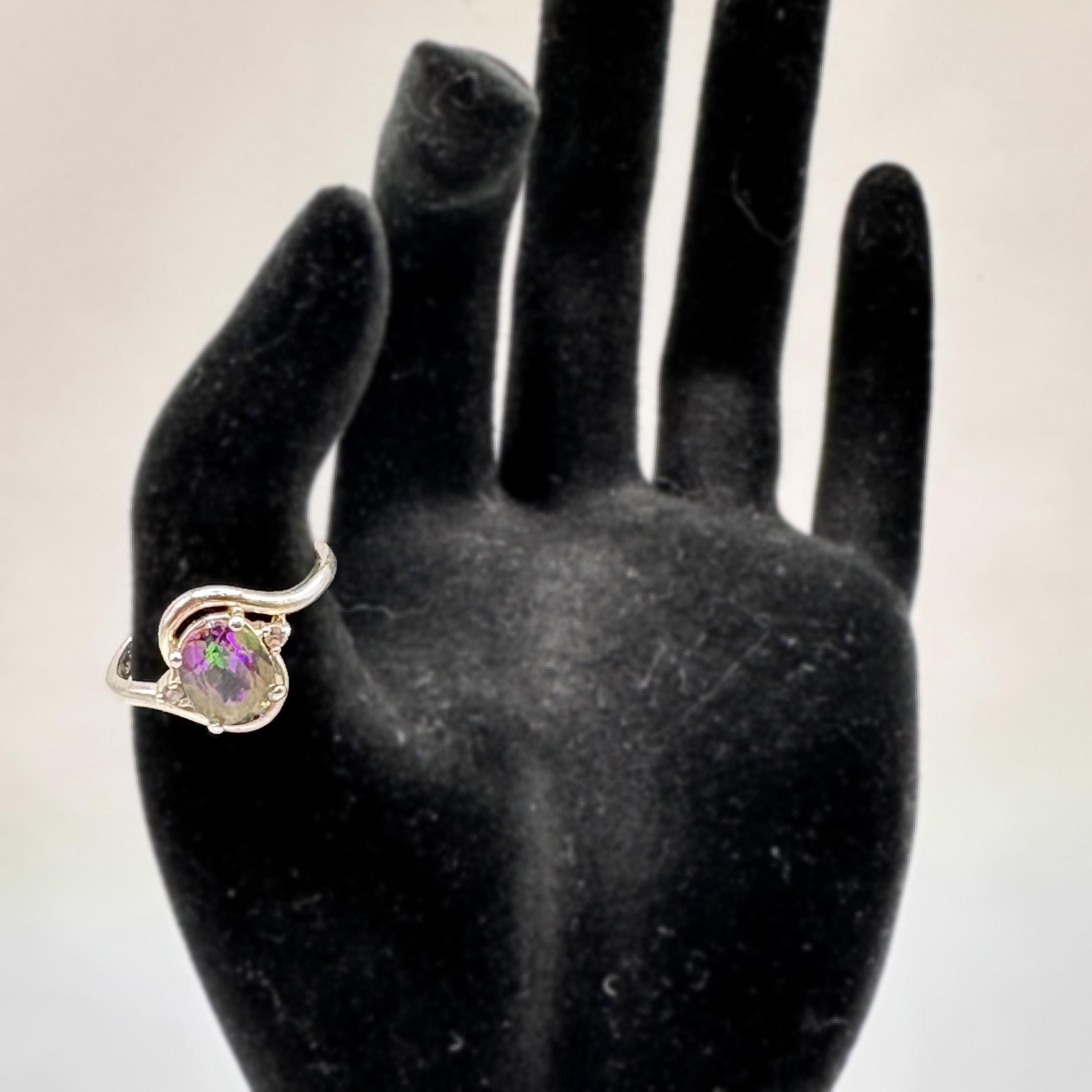 Vintage Mystic Topaz Gemstone 925 Sterling Silver Size 9