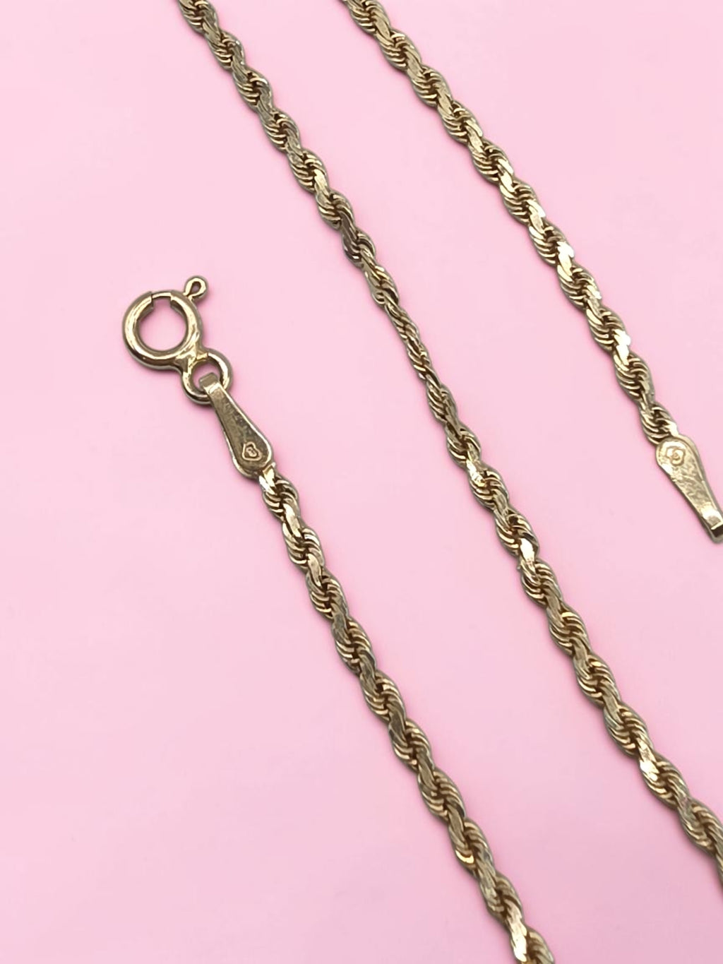 Vintage OroAmerica solid 14K yellow gold 1.7mm rope chain bracelet