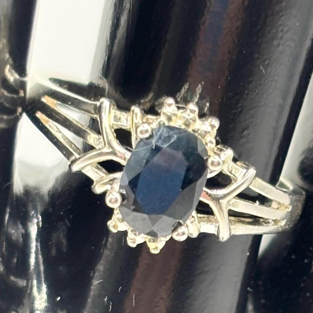 Vintage Oval Sapphire Sterling Silver NV Ring Size 8