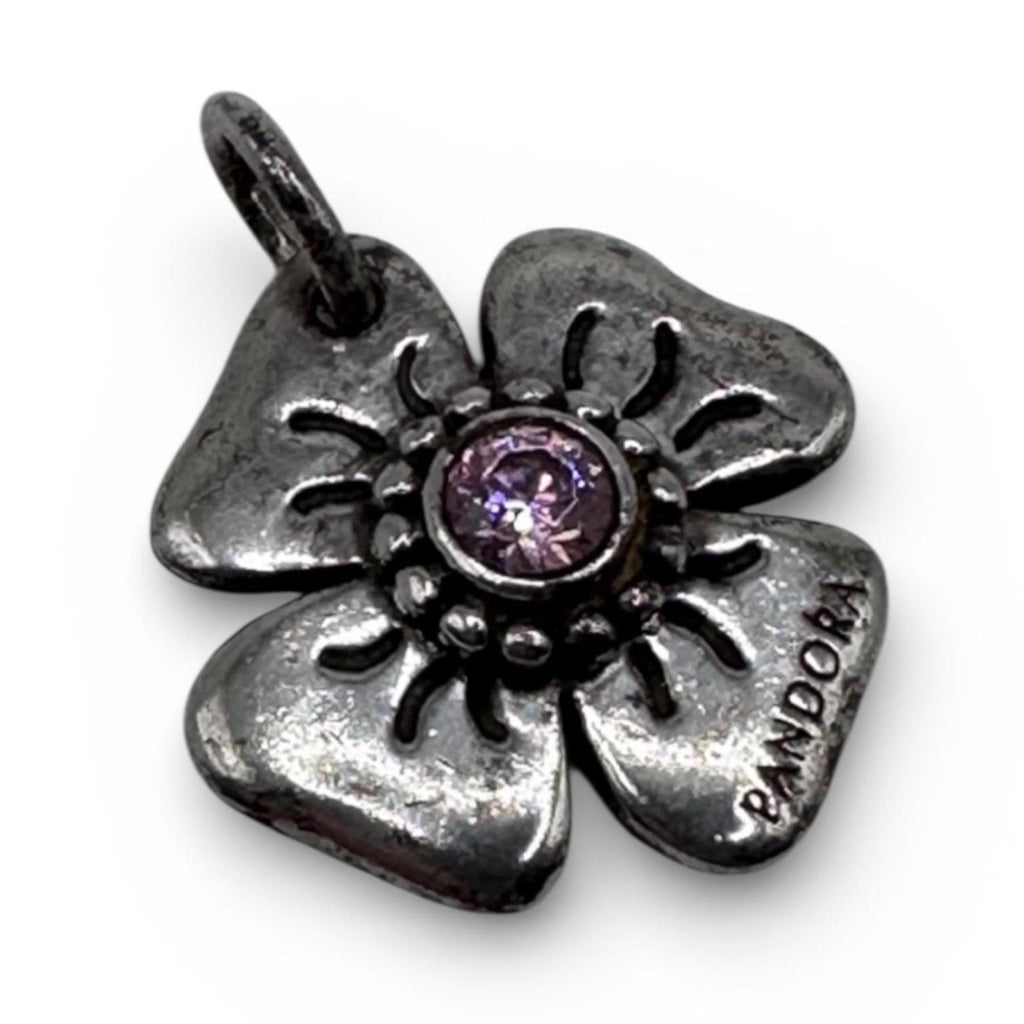 Vintage Pandora Sterling Silver Pink Daisy Pendant Charm