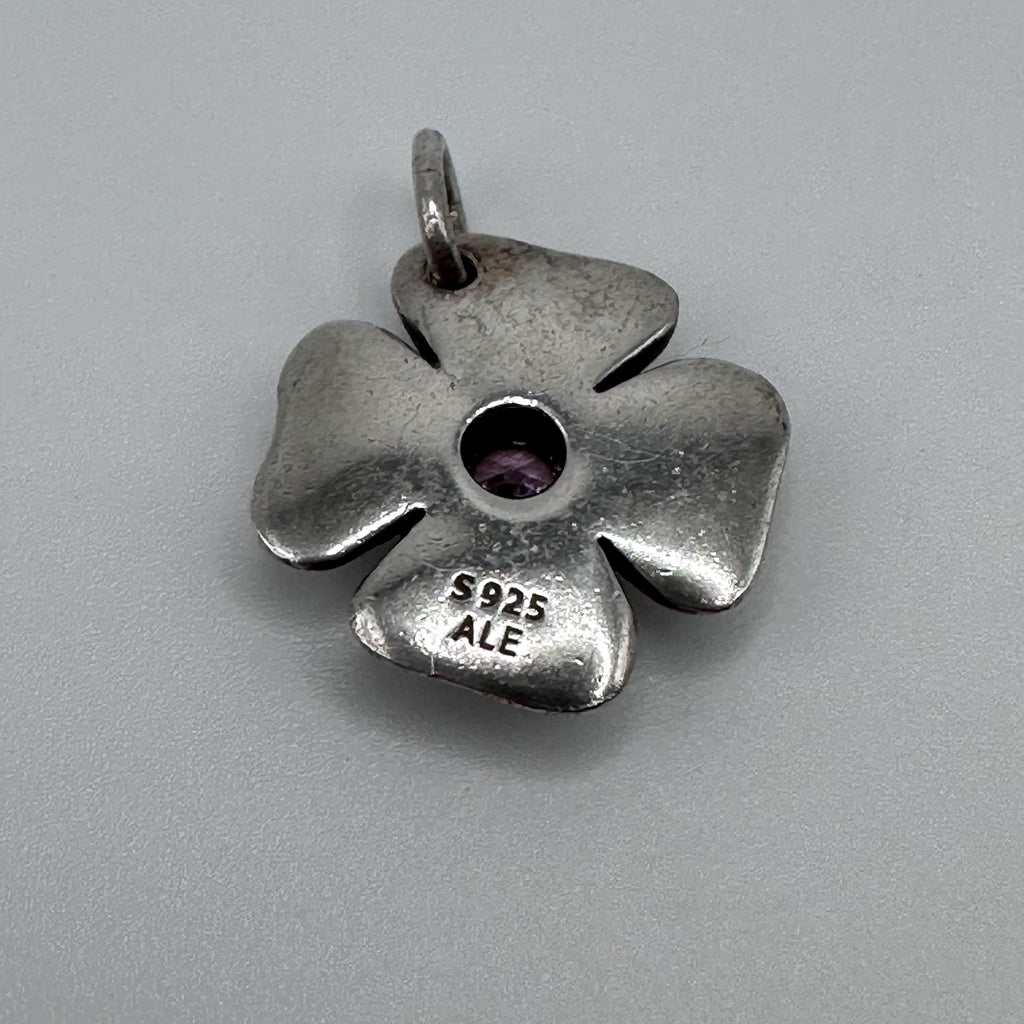 Vintage Pandora Sterling Silver Pink Daisy Pendant Charm