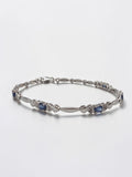 Vintage Sadye L Vassil solid 10K gold blue sapphire and diamond link bracelet with heart stations