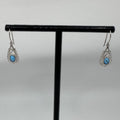Vintage Shube Sterling Silver Southwest Teardrop Drop Dangle Earrings with Oval Turquoise Cabochons