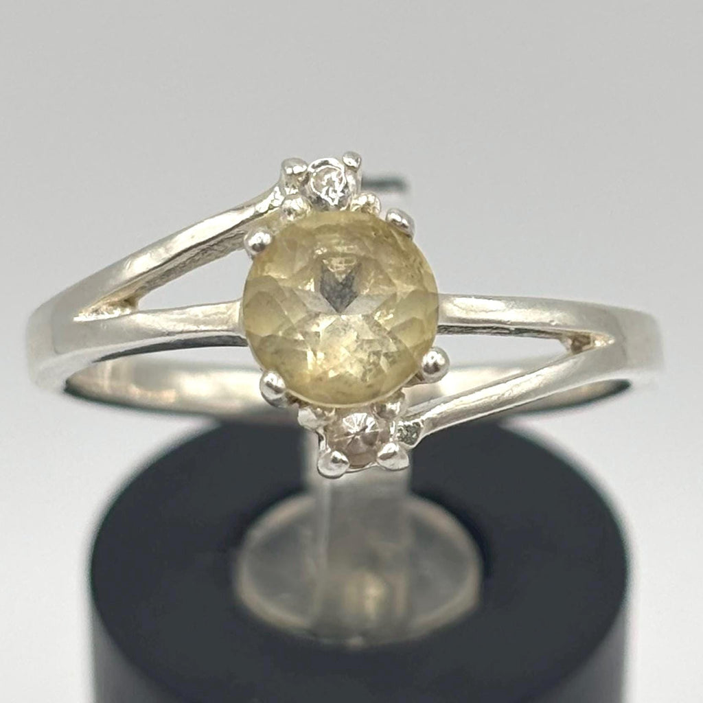 Vintage Sterling Silver Citrine and CZ Ring Size 8.5