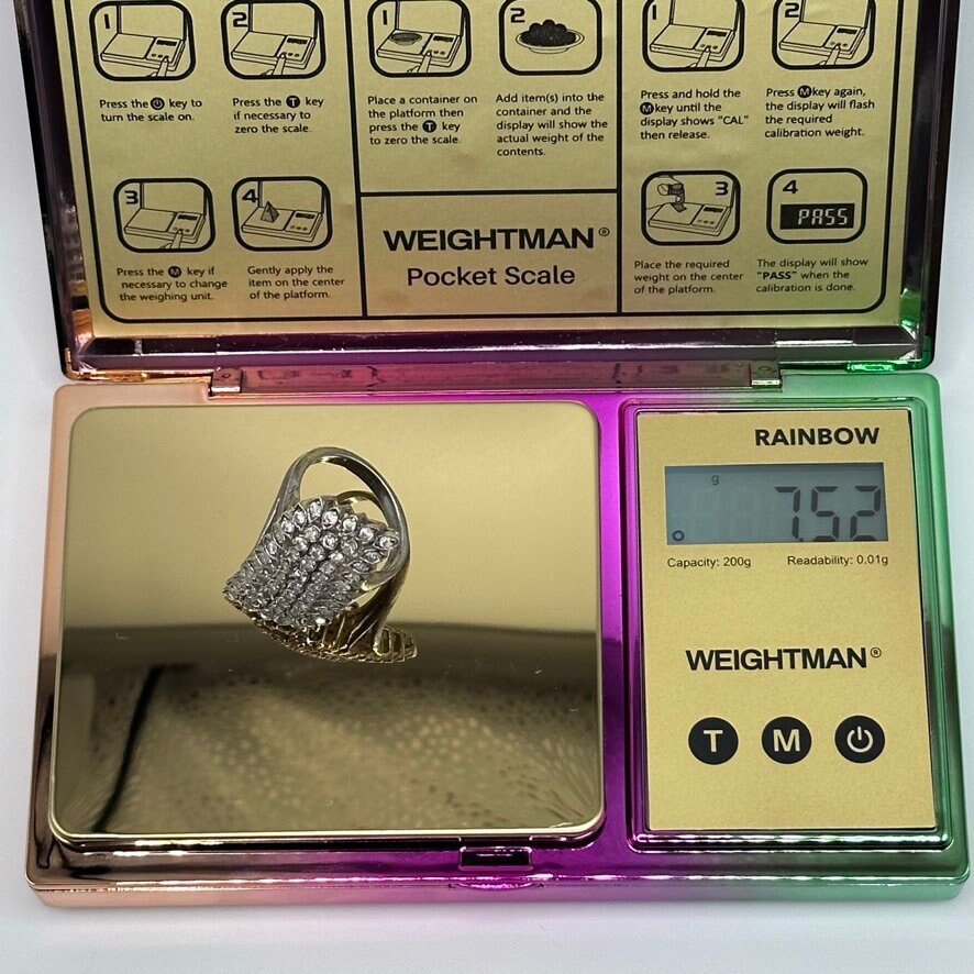 Vintage Sterling Silver Glamorous Sparkle Cocktail Ring Size 6.75