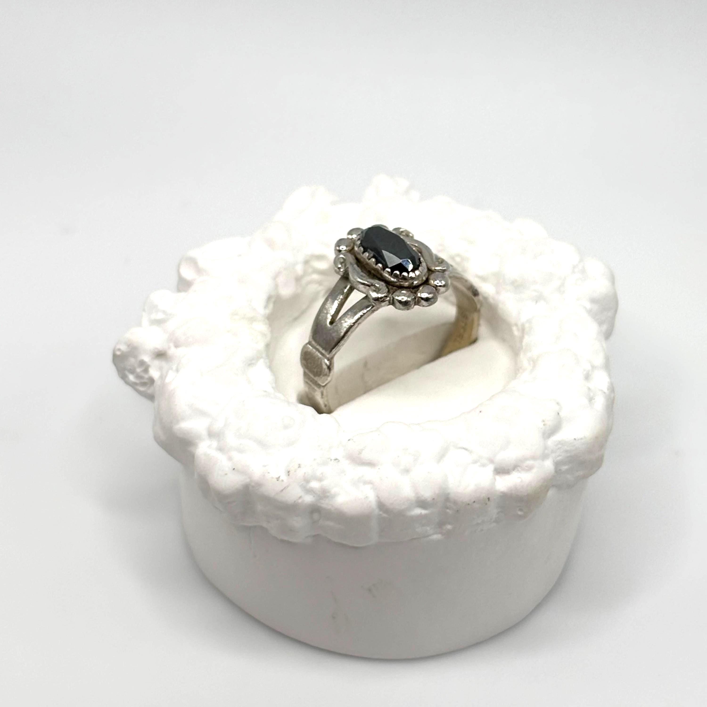 Vintage Sterling Silver Hematite Ring Designer WM Size 5.25