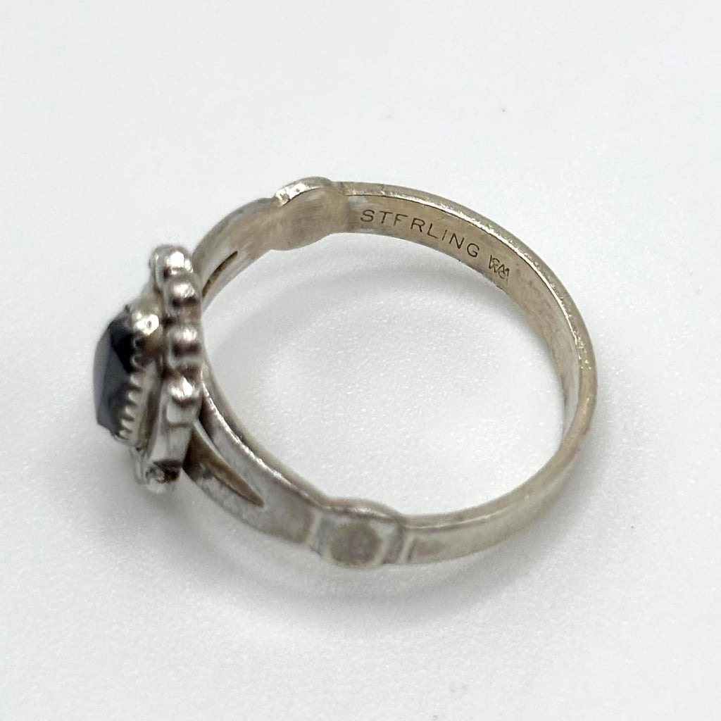 Vintage Sterling Silver Hematite Ring Designer WM Size 5.25