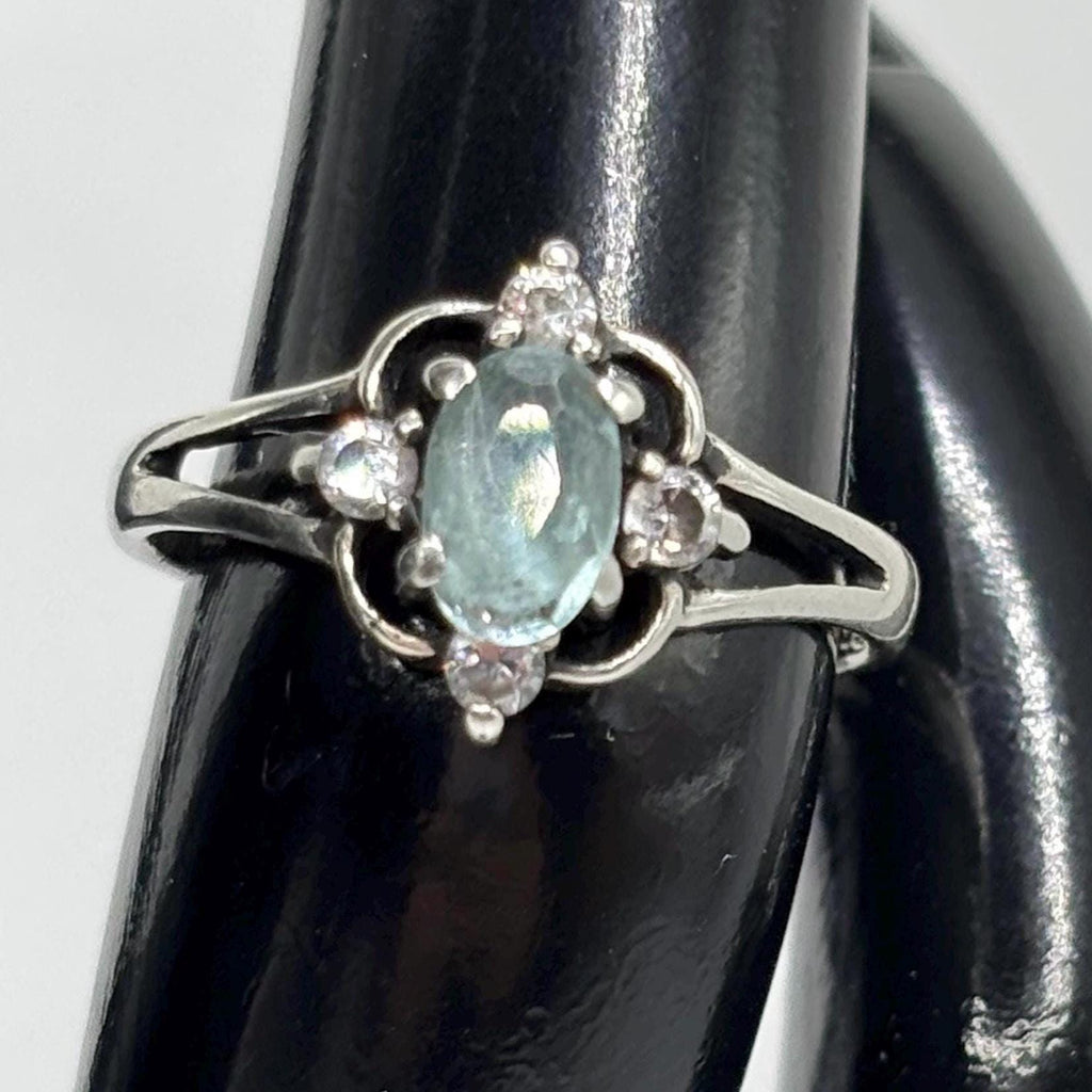 Vintage Sterling Silver and Blue Topaz Ring Size 5