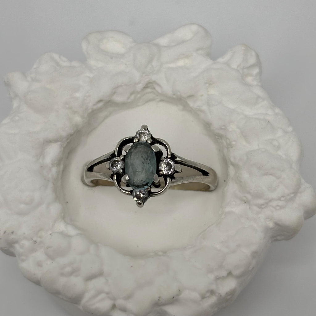 Vintage Sterling Silver and Blue Topaz Ring Size 5