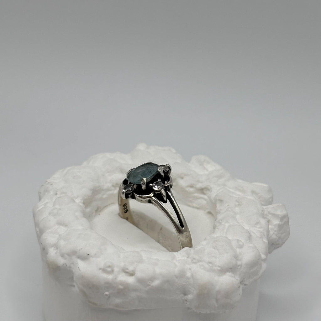 Vintage Sterling Silver and Blue Topaz Ring Size 5