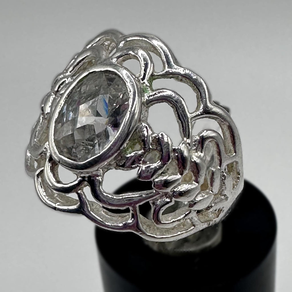 Vintage Style Sterling Silver Ring with Stone Size 6.5