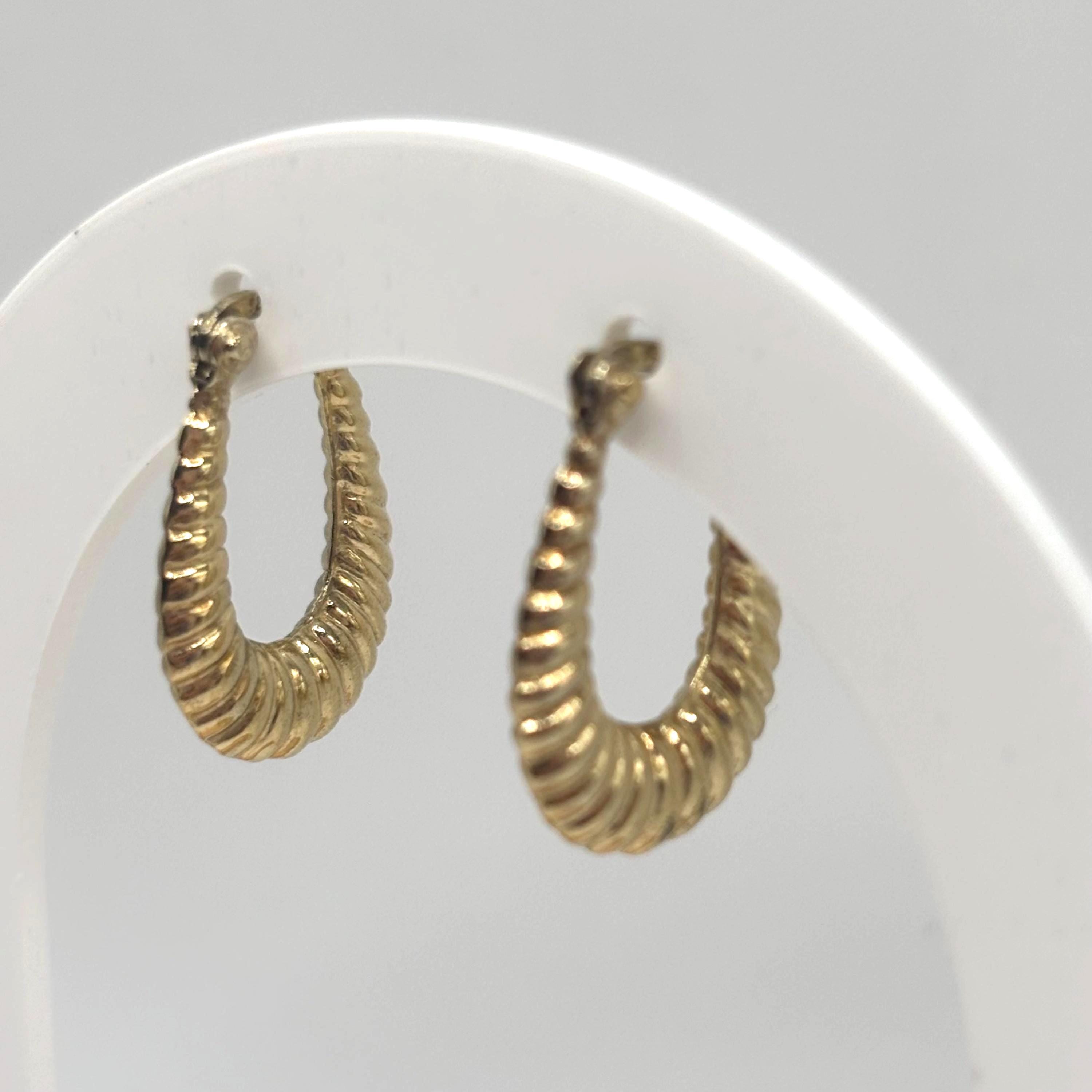 Vintage Vermeil Gold Over Sterling Silver Hoop Earrings