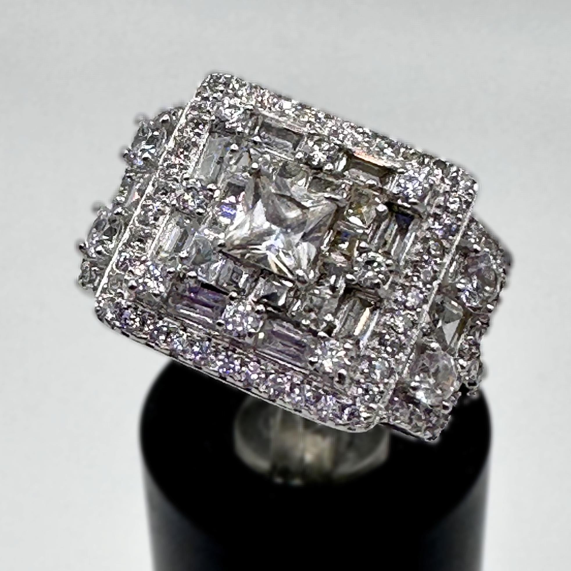 Glamorous Sparkle Ring with Sterling Silver Size 5 1/4 Vintage