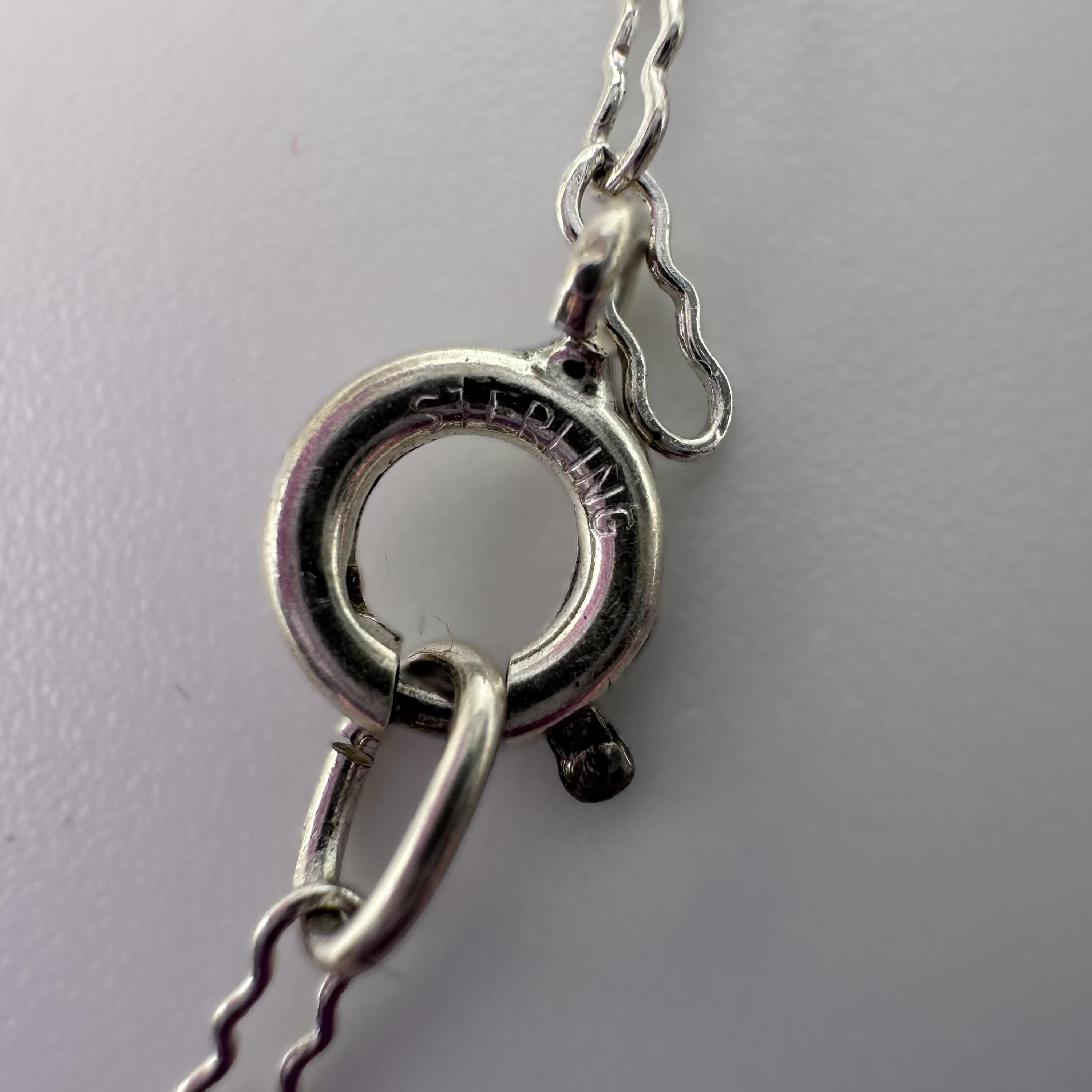 Sterling Silver Purple Turquoise and Green Beaded Necklace 17.5" Vintage