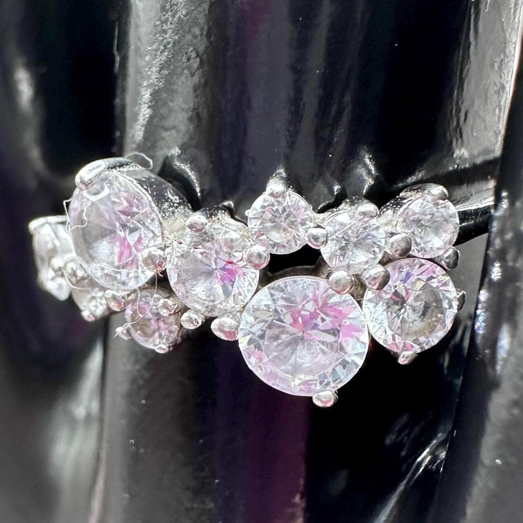 Sterling Silver Cluster Ring with Gemstones – Size 6.75