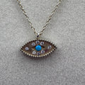 925 Sterling Silver Necklace with Gemstone & Turquoise Eye Pendant