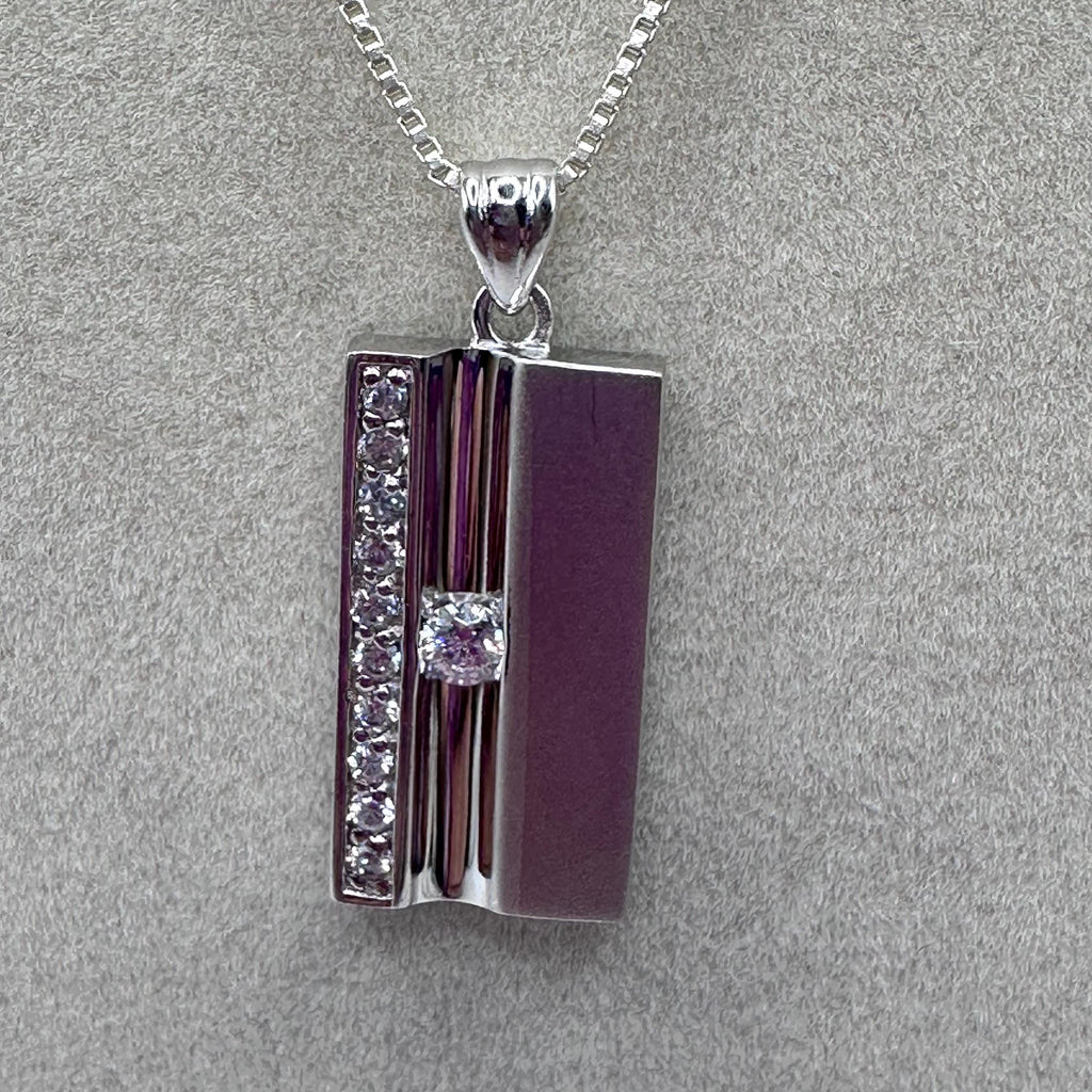 925 Sterling Silver Purse Pendant Necklace with CZ Accents - 18 inch