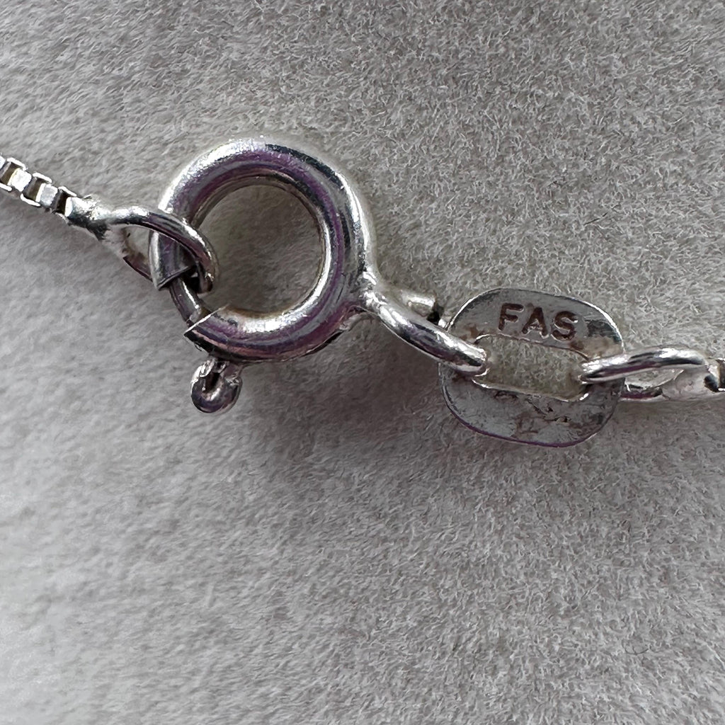 Vintage Sterling Silver Turquoise Teardrop Pendant Necklace Native American Style 19.5 inches