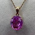 925 Sterling Silver Gold Vermeil Pendant Necklace with Pink Topaz - 24 inch
