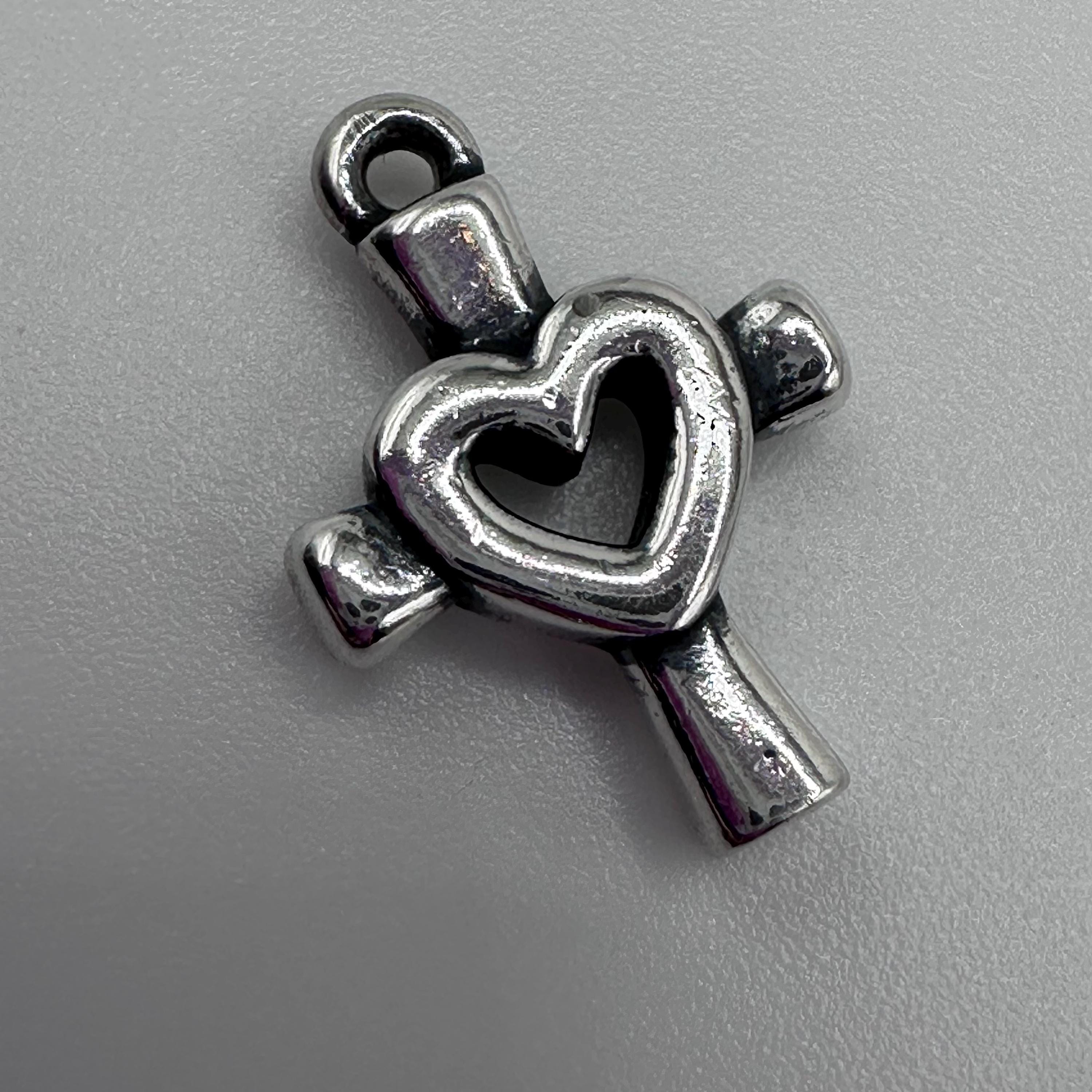 James Avery 925 Sterling Silver Cross with Heart Charm Pendant