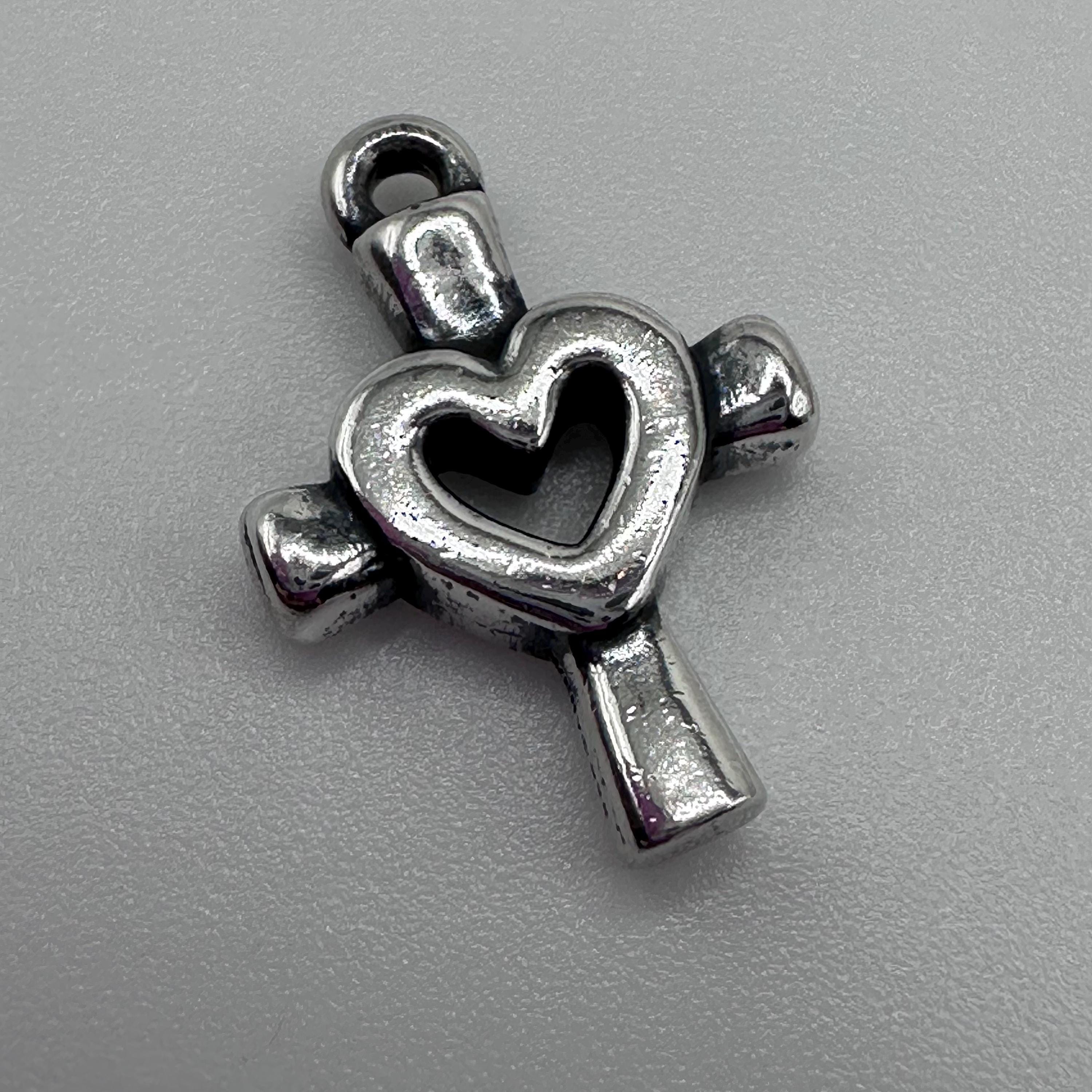 James Avery 925 Sterling Silver Cross with Heart Charm Pendant