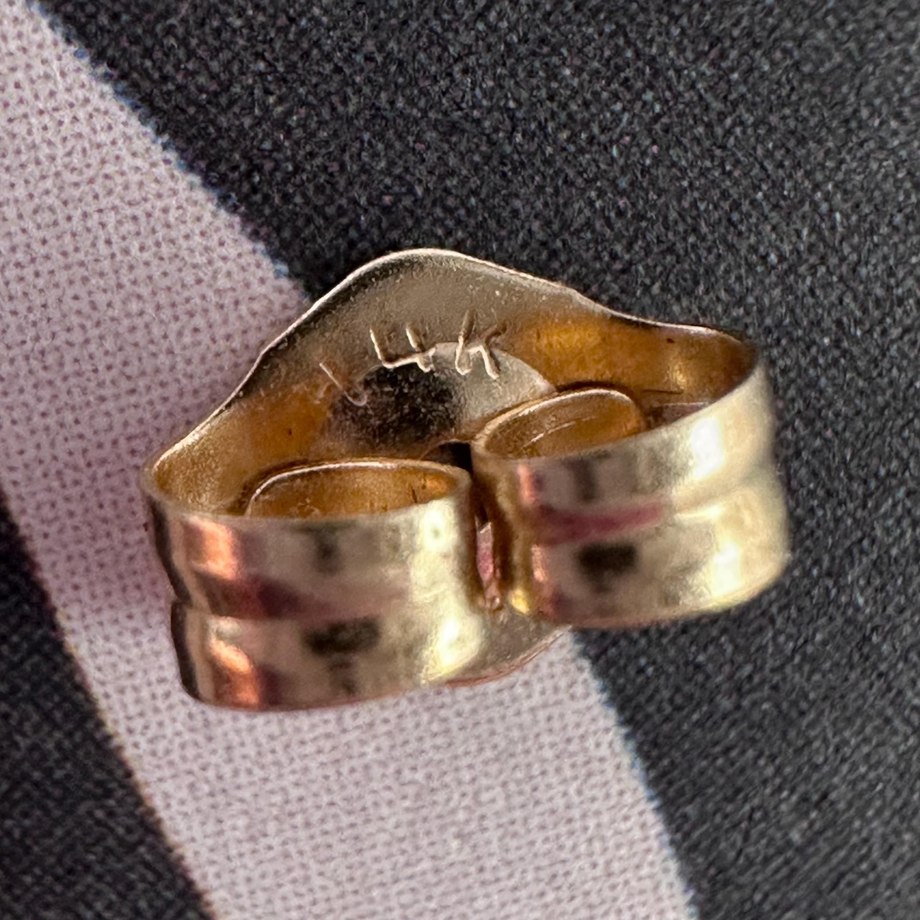 14k Solid Yellow Gold Dangle Earrings with Pearl and Rough Cut Gemstones