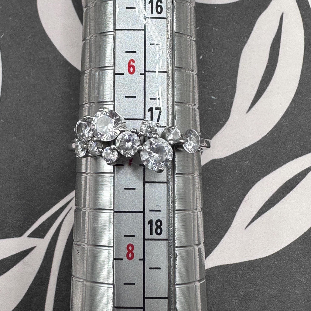 Sterling Silver Cluster Ring with Gemstones – Size 6.75