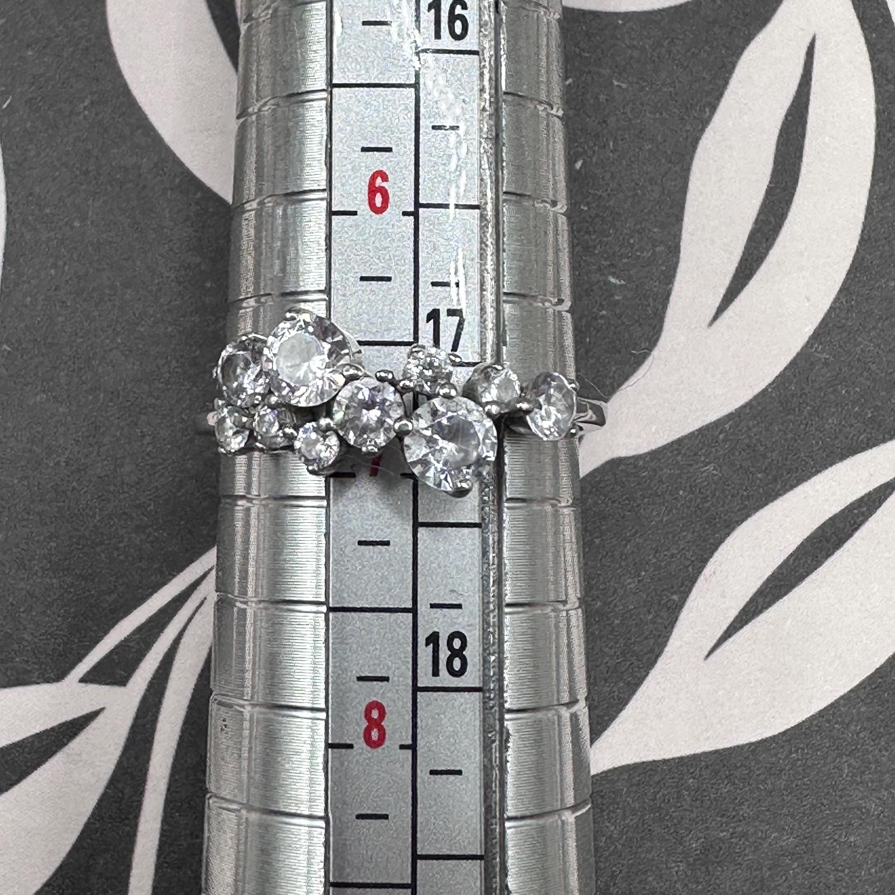 Sterling Silver Cluster Ring with Gemstones – Size 6.75