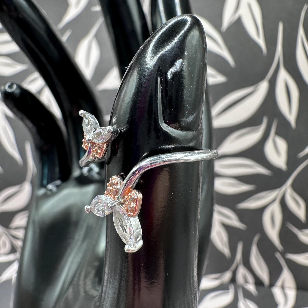 Sterling Silver Butterfly Ring with Gemstone – Size 8