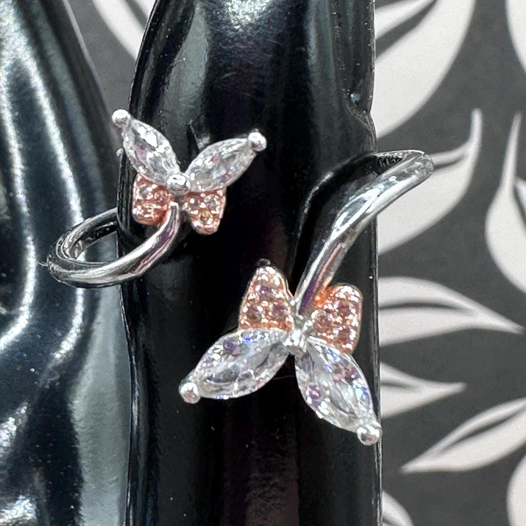 Sterling Silver Butterfly Ring with Gemstone – Size 8