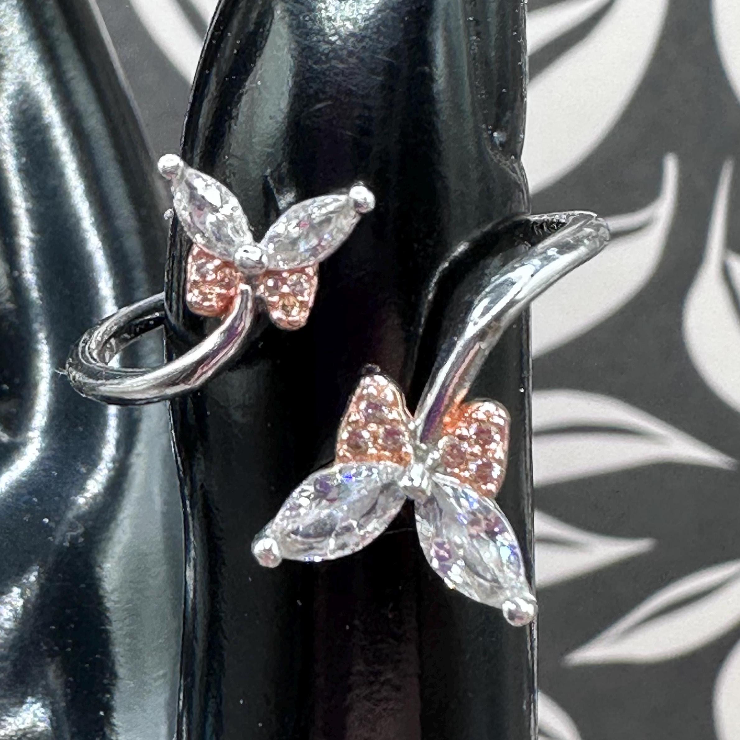 Sterling Silver Butterfly Ring with Gemstone – Size 8