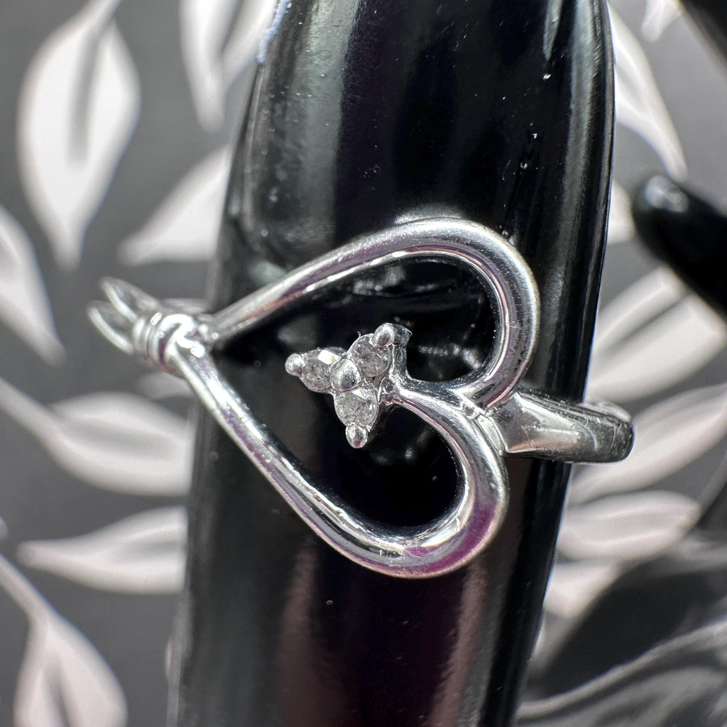 Sterling Silver Diamond Knots of Love Heart Ring Size 6.5