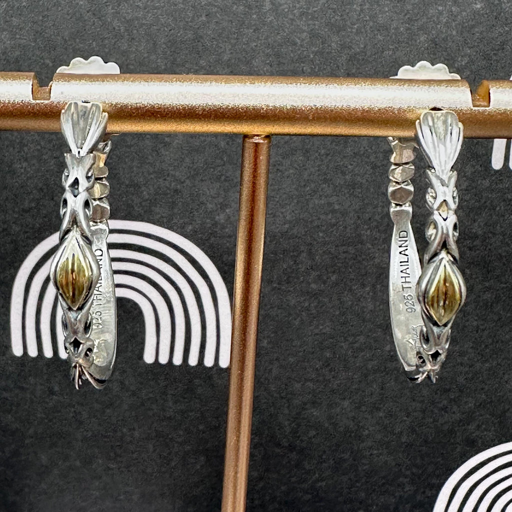 925 Sterling Silver Hoop Earrings with Solid 18K Gold Accents