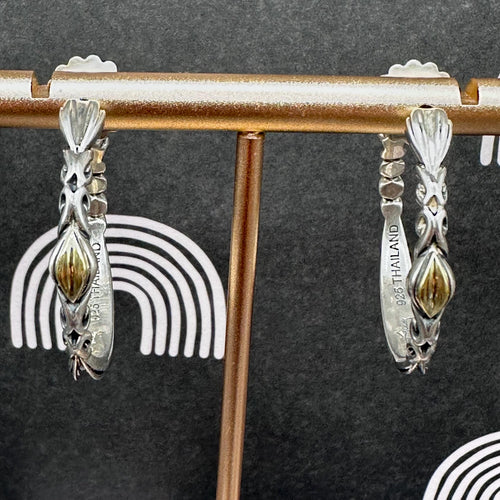 925 Sterling Silver Hoop Earrings with Solid 18K Gold Accents