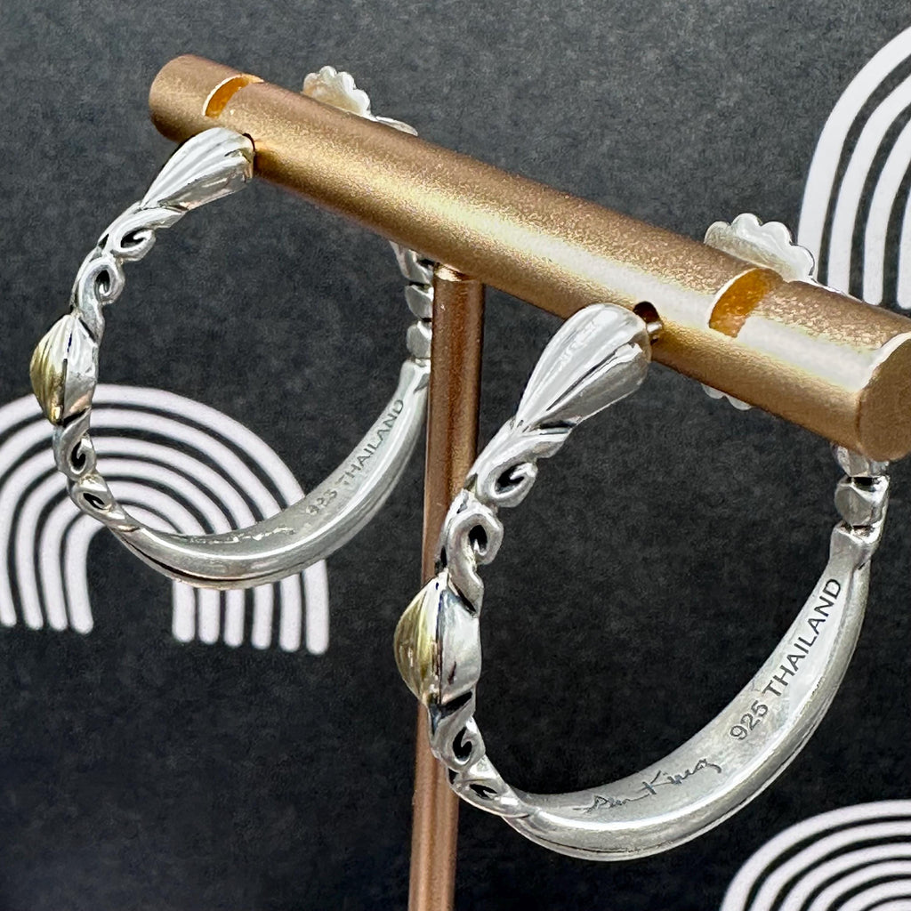 925 Sterling Silver Hoop Earrings with Solid 18K Gold Accents