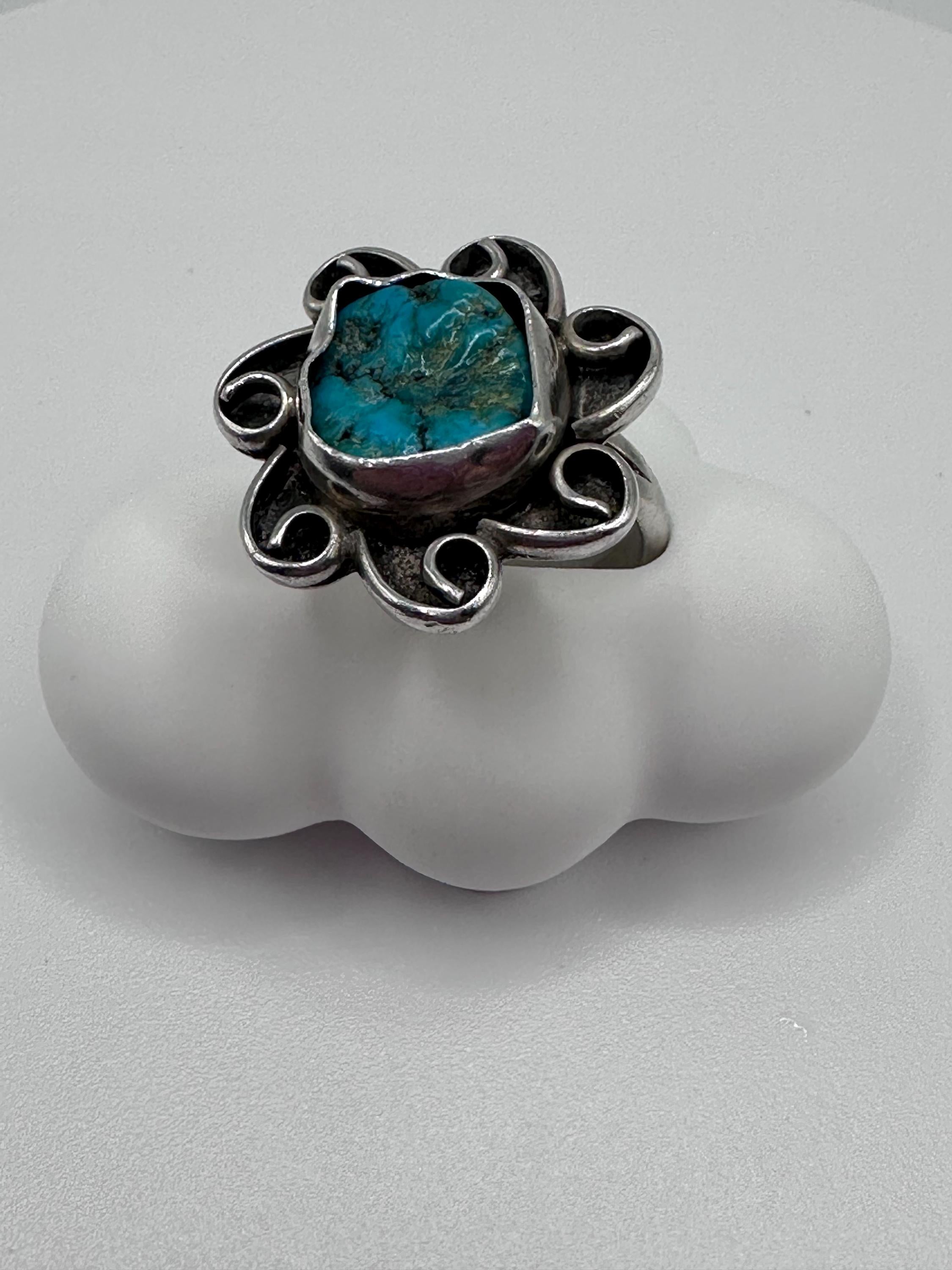 Sterling Silver Native American Turquoise Ring Size 6