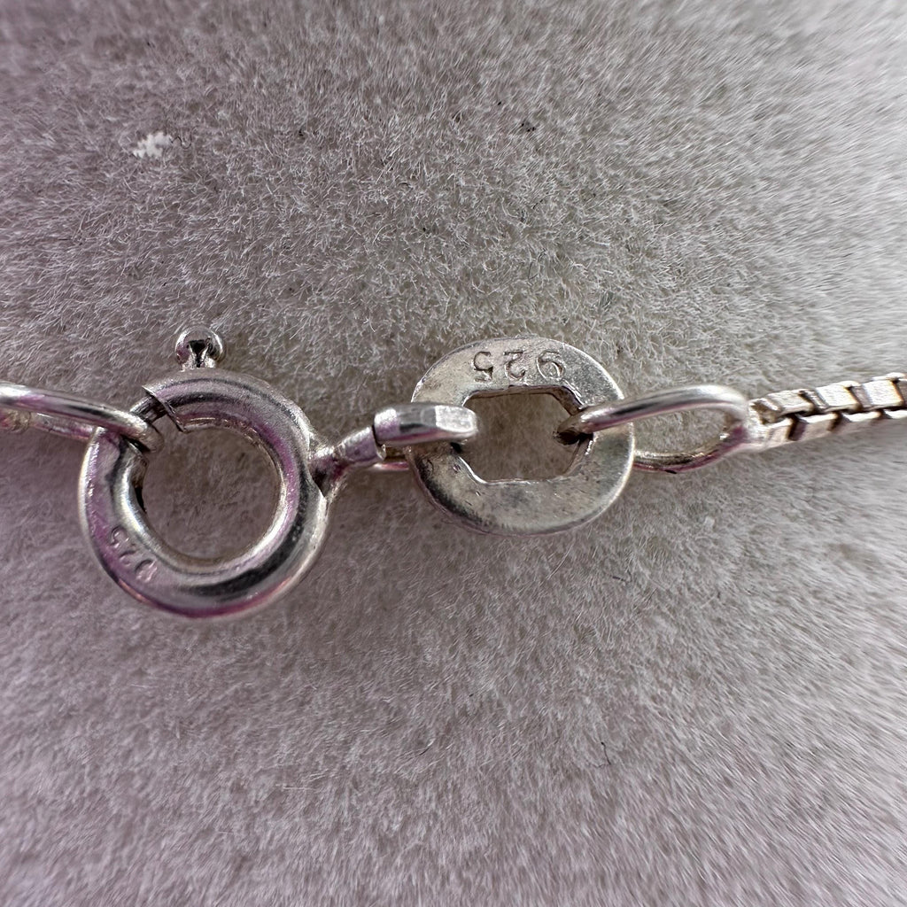 Vintage Sterling Silver 925 Heart Pendant with Diamonds 15.5 inches
