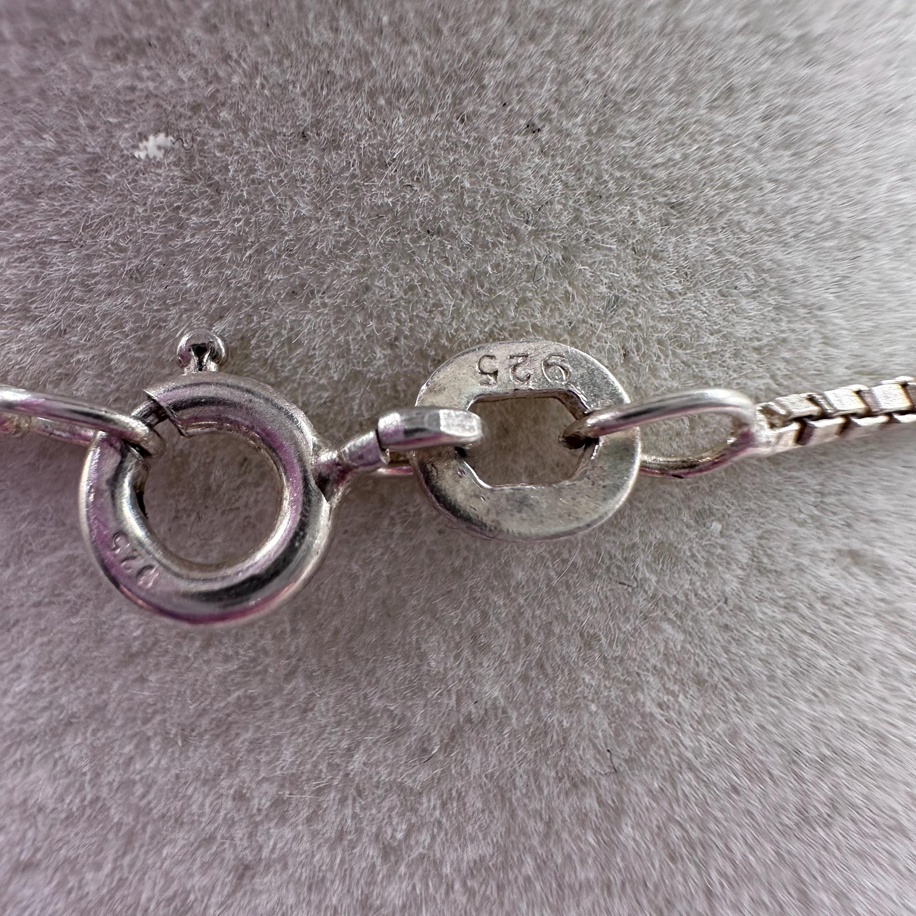 Vintage Sterling Silver 925 Heart Pendant with Diamonds 15.5 inches