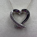 Vintage Sterling Silver 925 Heart Pendant with Diamonds 15.5 inches