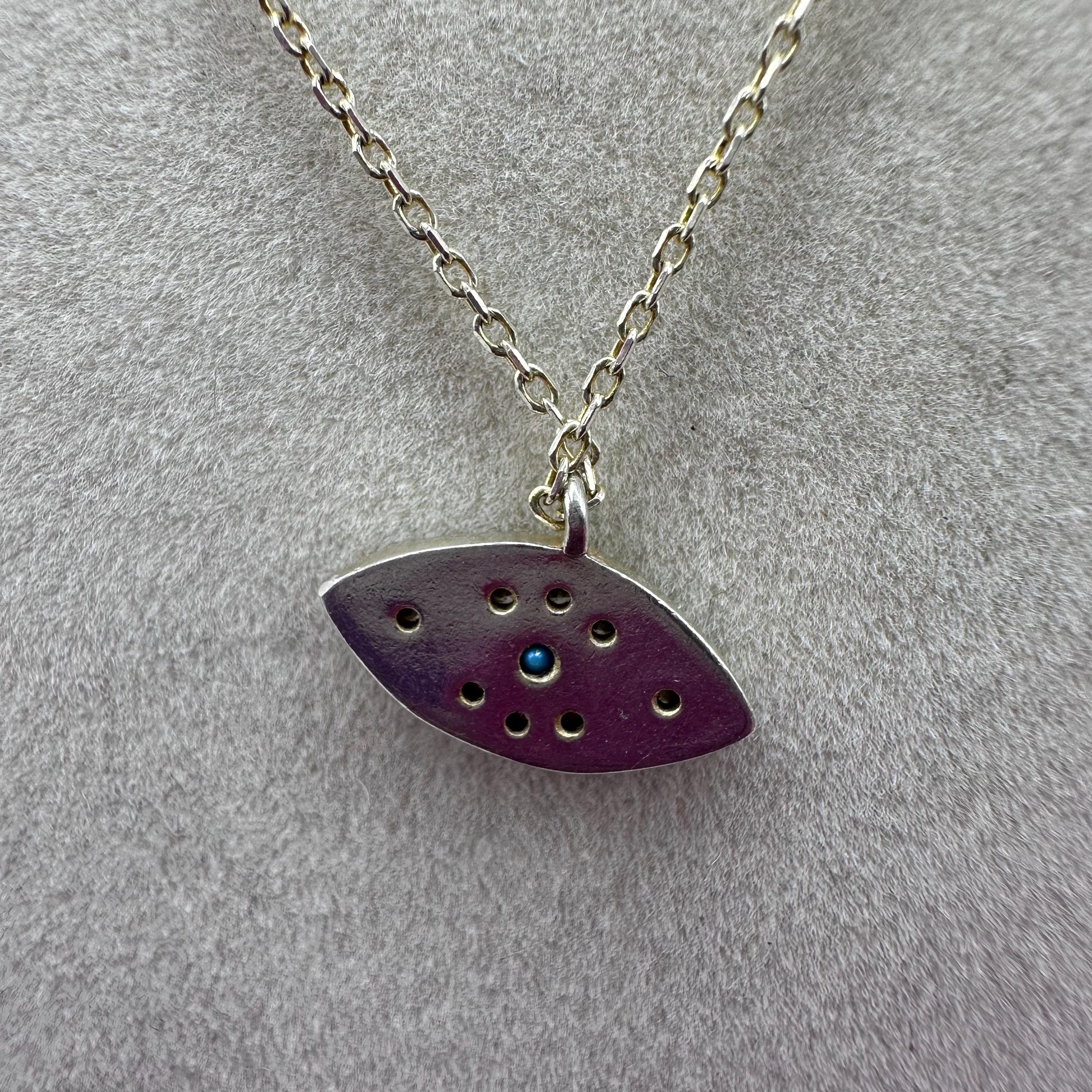 925 Sterling Silver Necklace with Gemstone & Turquoise Eye Pendant